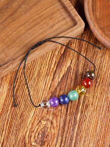Elegante braccialetto con 7 pietre chakra, braccialetto regolabile con cristalli di equilibrio, gioiello fatto a mano intrecciato con energia Reiki curativa, stile vintage boho per donne e uomini - Multicolore - Visualizzare 5