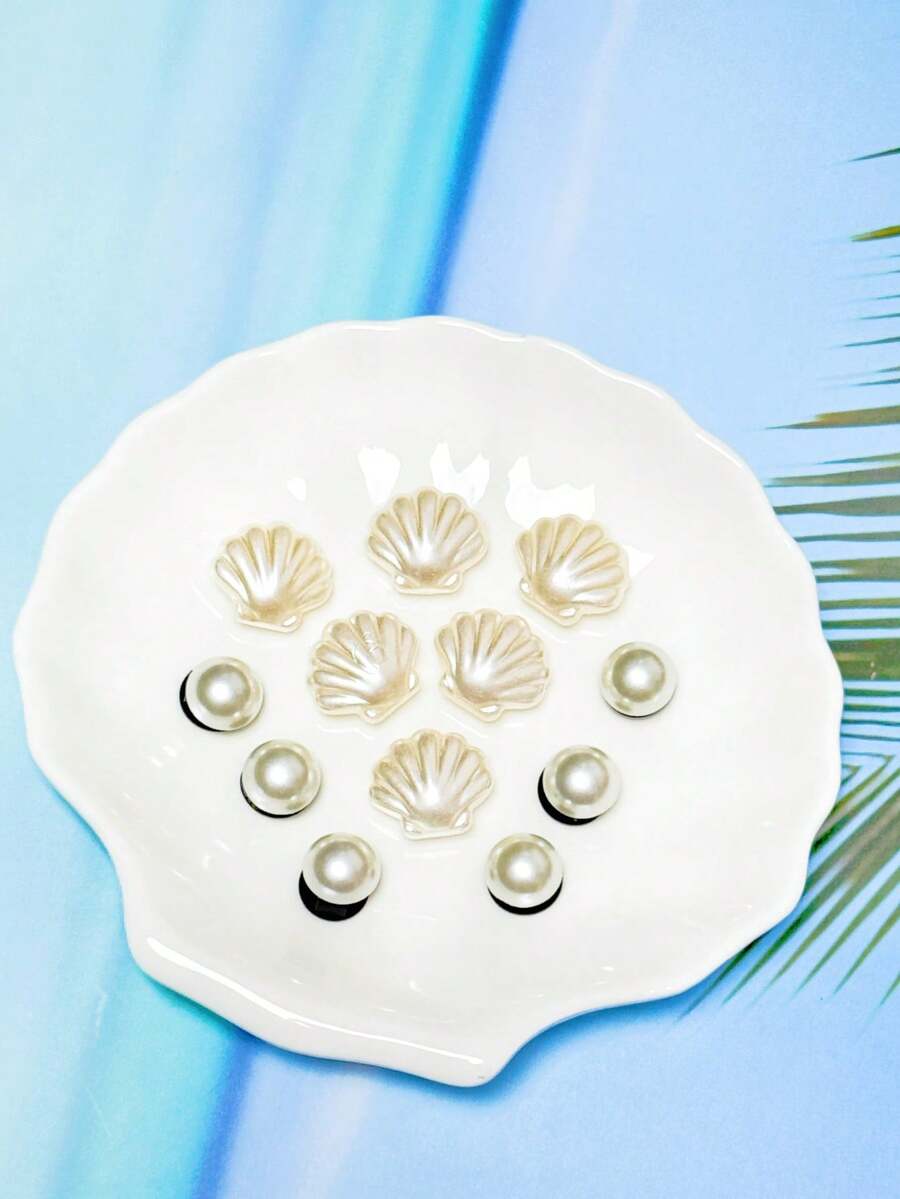 20件金色海洋系列鞋飾（海星、棕櫚樹、貝殼、海螺、愛心），適用於穿孔拖鞋DIY裝飾配件，生日派對與節日禮物首選