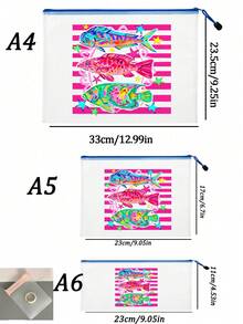 防水時尚沙灘包，印有夢幻糖果色插畫風格熱帶魚圖案，大膽配色，大容量透明化妝包，附尼龍拉鍊盥洗包－輕量、春夏防曬收納，適合游泳、沙灘、潛水與夏季度假，可收納罐頭食品、保養品、化妝品、數據線、衛生棉、零食、零錢、珠寶。送給朋友、家人、摯友、同學的生日、節日、派對、婚禮（伴娘）禮物，郵輪必備，夏季度假禮物 - 彩色 - 查看 11