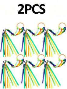 1/4/6pcs Ribbon Set, Includes Dance Ribbon, Handheld Kite, Throwable Wand And Wooden Ring Wand, Ribbon, Birthday Sash, Suitable For Wedding, Bride, Wedding Decoration, Wedding Arrangement, Bachelorette Party, Party Supplies And Wedding Ribbon - Rainbow Ribbon - View 25