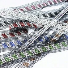 DIY Handmade Essential 3-Row Rhinestone Mesh Decorative Trim 1pc Shiny Diamond Chain Suitable For Clothing Hem, Cuff, Collar, Waistband, Shoe And Hat Decoration - Three-row Mesh Rhinestone - View 2