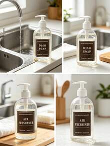36 PCS Black/White Waterproof Bathroom Sticker Labels For Soap Dispenser, Shampoo & Conditioner, Self-Adhesive Decals For Glass Or Plastic Bottles - Multicolor - View 10