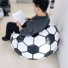 可攜式充氣足球造型懶人沙發 單人座 可折疊 防水 PVC 適合戶外小憩與遊戲室裝飾 - 彩色 - 查看 3
