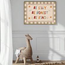 1pc Canvas Framed Baby Room Wall Art Decor, "Be A Mischievous One, Be An Honest Person, Be A Kind Person" Positive Inspirational Poster, Bohemian Style Baby Room Wall Decor, Ready-To-Hang Framed Artwork Suitable For Toddler Bedroom And Playroom, Baby Shower Gift, Gentle Character Building Theme Artwork, Cute Hand-Drawn Imaginative Children's Room Accent Decor, Kindergarten Decoration, Baby And Children's Gift - Multicolor - View 11