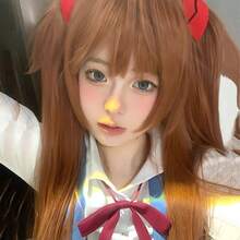 Asuka Wig Shiny Brown Wig With Detachable Twin Tails - Universal Anime Cosplay Realistic Scalp Wig Cap, DIY Stylable, Suitable For Daily Wear, Comic Convention (Includes Wig Cap) - Camel - View 8
