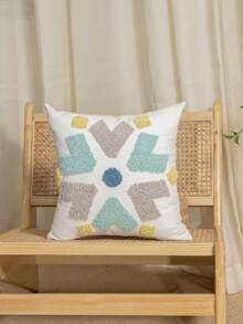 1pc/2pcs Abstract Geometric Blue Heart-Shaped Throw Pillow Cover, Soft Color Block Fluffy Embroidery Snowflake Pattern Cushion Case, Suitable For Sofa, Bedroom, Living Room, Cabin Decorative Pillowcase, Outdoor Balcony Garden Patio Fabric Decor All Season Pillow Cover Without Filling - Multicolor - View 9