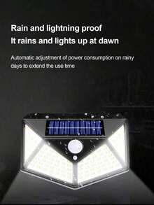 100 LED Solar Lights Outdoor, Super Energy-Saving IPosible Motion Sensor Security Lights, 270° Lighting Range Solar Powered Wireless Waterproof Wall Lights - Black - View 8