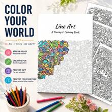 Color Your World Line Art Coloring Book, 24 Pages Of Cartoon Monster Line Art, Fun Creative Sketching Activity, Stress Relief Coloring Practice Book For Adults, Teens And Painting Beginners - Coloring Book - View 2