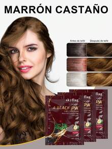 10 botellas de champú colorante instantáneo con extracto de arroz. Este champú contiene jengibre natural, extracto de ginseng, extracto de aloe vera y he shou wu (Polygonum multiflorum), que cubren eficazmente las canas. Ideal como regalo para madres. - Marrón - Ver 6
