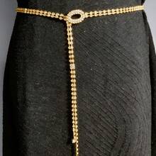 Gold Waist Chain, Fashionable Multi-Layer Rhinestone Long Tassel Waist Chain - A - View 3