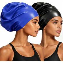120g Extra Large Silicone Long Hair Swim Cap - Unisex Swim Cap - Extra Large Swim Cap - Waterproof Silicone Swim Cap - Suitable For Dreadlocks, Afro Extensions, Wigs, Beach Essentials, Beach Accessories, And Pool Floats. - Multicolor - View 2