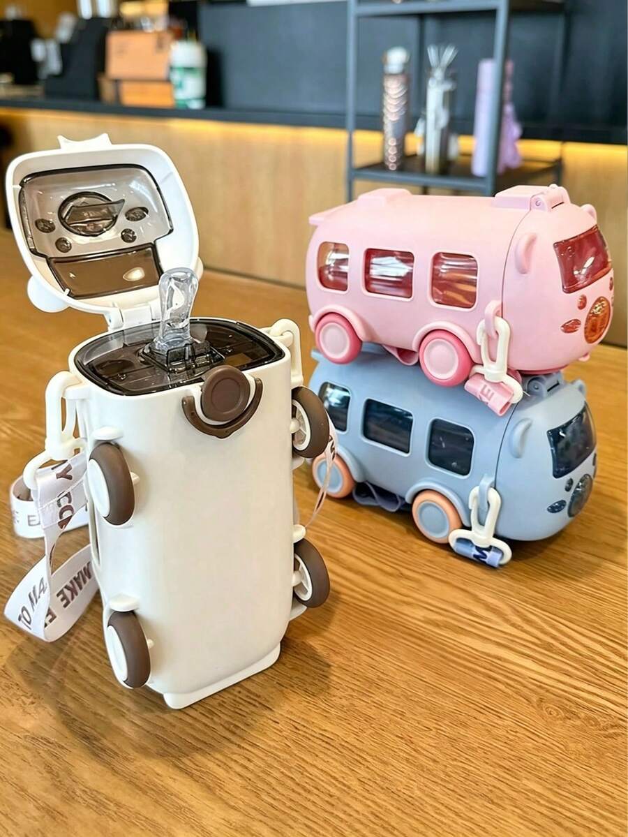 1件 500ml 汽車/巴士水瓶 - 時尚運動水瓶附吸管，便攜式，適合戶外、健身與旅行 - 防漏水杯，女性水杯，旅行必需品，附吸管與蓋子