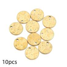10pcs Stainless Steel French Embossed Bracelet Pendants - Nordic Style Charms For DIY Jewelry Crafting, Bracelet Pendant, Stainless Steel, French Embossed, Single Hole - Multicolor - View 10