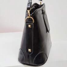 SC252 Vintage Solid Color Crossbody Shoulder Bag, With 2 Straps, Crossbody/Shoulder Carry, Adjustable And Detachable - Black - View 8