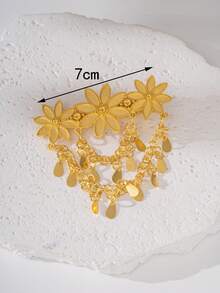 Herseygold 1 pièce Pince à cheveux florale plaquée or pour femmes, accessoire de coiffure de mariée arabe du Moyen-Orient, coiffe à franges pour mariage et vacances pour femmes - Doré - Voir 4