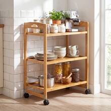 3-Tier Utility Cart 4-Wheel Mobile Shelving Organizer With 3 Hanging Hooks For Kitchen Living Room Bathroom Study - A - View 7