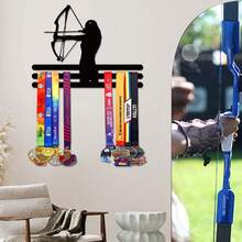 1PC Archery Competition Silver/Bronze Medal Display Stand, Metal Wall Decor Storage Rack, Suitable For Sports Awards, Weather-Resistant Display For Collectibles - Perfect For Sports Enthusiasts And Athletes - Indoor/Outdoor Display, Ideal Gift For Sports Fans And Champions - Black - View 4