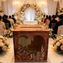 Wooden Wedding Card Box With Window Envelope Mail Storage Box, Wedding Decor, Party And Event Supplies/Decorations/Seasonal Decor, Room Decor, Women's Decor, Christmas Decor - 1PC - View 1