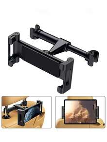 1pc Black Upgraded Car Headrest Tablet & Phone Holder, 360° Rotating & Extendable Mount - A - View 5