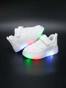 Children's LED Light-Up Sneakers, Baby Soft Sole Lightweight Casual Board Shoes, Light-Up Shoes, Fashionable Multi-Functional Footwear, - White - View 6