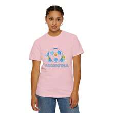 Argentina Soccer Ball Floral Print T-Shirt |   Football Tee - Black - View 5