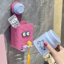1pc Dopamine Face Towel Storage Box, No-Drill Suction Cup Toothbrush & Toothpaste Holder, Bathroom & Washroom Organizer - Multicolor - View 3