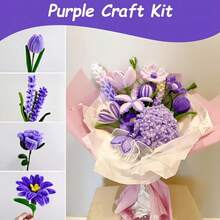 200/300/822 pièces Kit d'artisanat de bouquet de tiges en chenille violette & verte pour fleurs DIY, tulipes, lavande, fabrication de fleurs faites à la main, tiges douces et flexibles de qualité premium pour fête, vacances, décoration de cadeau d'anniversaire - Multicolore - Voir 8