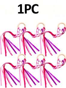 1/4/6pcs Ribbon Set, Includes Dance Ribbon, Handheld Kite, Throwable Wand And Wooden Ring Wand, Ribbon, Birthday Sash, Suitable For Wedding, Bride, Wedding Decoration, Wedding Arrangement, Bachelorette Party, Party Supplies And Wedding Ribbon - Rainbow Ribbon - View 18