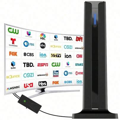 Indoor Digital TV Antenna High Gain Signal Receiver For Home TV Entertainment Free Local Broadcast Channels Supports 1080P 4K, Long Range TV Antenna, HDTV Antenna, TV Signal Booster, Indoor Antenna