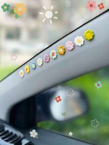 10pcs Flower Shaped Fabric Car Interior Sticker - Multicolor - View 2
