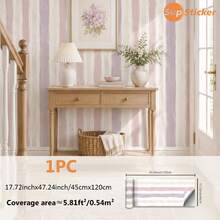 SUPSTICKER 1片裝 水彩圓點條紋可撕貼壁紙，防水可移除 PVC 牆面裝飾，適用臥室、客廳、玄關，2種尺寸 - 彩色 - View 17