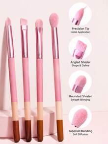 4er Set neue professionelle Lidschattenpinsel, Augen-Make-up-Pinselset, hochwertige Augen-Make-up-Werkzeuge, feine Nylonborsten, präzise Erstellung von perfektem Augen-Make-up, essenzielle Make-up-Pinselwerkzeuge für Frauen, Geschenk für Frauen - Verschiedenfarbig - Übersicht 2