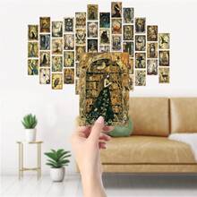 50pcs Vintage Gothic Wall Collage Kit, Dark Academia Small Posters For Home Room Decor, Retro Animals, Skull, Witch & & Spooky Themed Postcards For Bedroom Aesthetic, Halloween Decoration - A - View 5