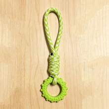Juguete de cuerda de algodón para perros - Juguete interactivo de tirón con asa de bucle y estampado de pata de gallo colorido, juguete de masticar anudado para la limpieza de los dientes - Multicolor - Ver 12