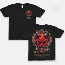 Camiseta Negra Unisex 100% Algodón Sin Lavado, A320 Diseño de Geisha con Máscara Hannya, Estilo Anime y Samurai, Moda Streetwear Aesthetic, Ropa Casual para Hombre y Mujer, Perfecta para Uso - Rosa Pálido - Ver 8