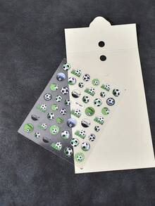 1 pieza Pegatinas de uñas con relieve de campo de fútbol y césped fresco. Tema deportivo, superficie brillante, forma asimétrica. Adecuado para suministros de salón de uñas desechables DIY para mujeres. - Multicolor - Ver 6
