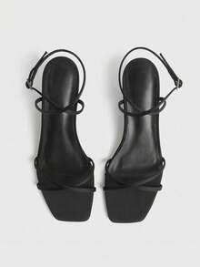 New 2025 Spring/Summer Women's Brown Suede Round Toe Peep Toe Chunky Heel Outdoor High Heel Sandals - Black - View 2