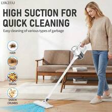 High Suction Upright Vacuum Cleaner, Portable Handheld Vacuum Cleaner For Home Use With Low Noise - Powerful Suction, Multi-Gear Adjustment, Large Capacity Battery, Long Runtime, LED Display With Anti-Tangle Design, Suitable For Home, Hard Floors, Sofa, Carpet, Pet Hair, 4-In-1 Lightweight Stick Vacuum Cleaner - White - View 4