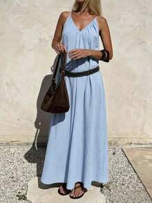 Vestido de Primavera/Verano con Escote en V y Espalda Descubierta, Estilo Bohemio, Playa, Boda, Uso Diario - Lavado ligero - Ver 4