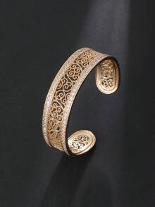 1 Set Luxurious Hollow Sparkling Cubic Zirconia Women's Bracelet & Ring Set, Gold & Silver Color Options, Suitable For Evening Party Wear, Daily Wear, Ramadan Distribution, Eid Al-Adha Gift Choice - Hollow Out Twisted Thread - View 6