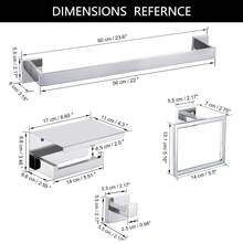 Juego de 5 piezas de accesorios de baño con toallero, soporte de papel higiénico con estante, montado en la pared, de oro cepillado, acero inoxidable, juego de accesorios de baño - Cromo pulido - Ver 6