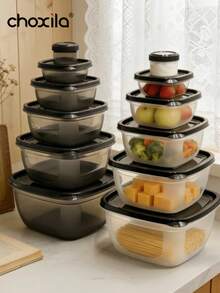 choxila 6pcs/Set Food Storage Container Set, Fresh-Keeping Box Set, Sealed Plastic Jars & Lunch Boxes With Lids, Airtight Food Storage Containers For Home, Leak-Proof Refrigerator Storage Boxes, Stackable Plastic Lunch Boxes, Suitable For Home, Office, School, Picnic, Kitchen Supplies - View 1
