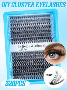 320 Cluster Lash Kit. Made Of Fine Individual Lashes, Available In Natural And Cartoon Styles With Mixed Lengths 9-16mm, Perfect For DIY Lash Application At Home. - D - View 3