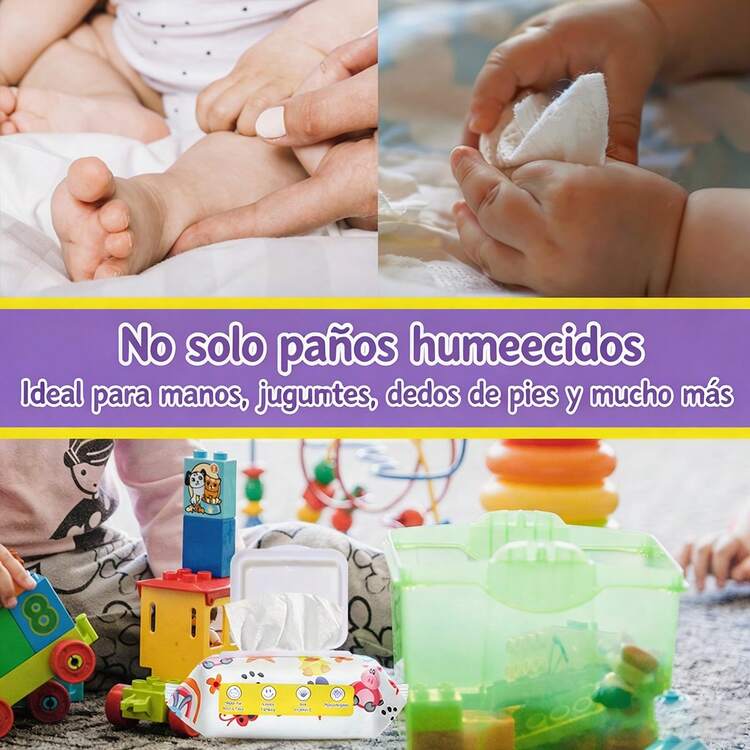 Toallitas Húmedas para Bebé 30  Paquetes - 100 comprimidos por paquete - Sin Fragancia, Suaves con Aloe y Vitamina E, Seguras para la Piel Sensible - Envase con tapa abatible - Añade 6