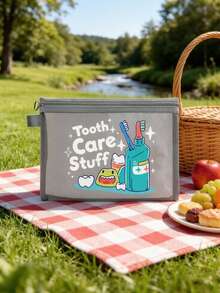 Star Teeth「Tooth Care Stuff」卡通字母圖案透明收納袋，網格便攜化妝包，盥洗用品收納袋，旅行化妝包；度假必備海灘收納用品；返校、寄宿學校、週末度假與日常通勤收納袋；可折疊輕量化妝包，適合商務旅行與便攜隨身包，小化妝包，化妝品收納盒，收納袋，大容量收納袋，送給女性、返校、情侶、父親節、生日的創意禮物 - 彩色 - 查看 13