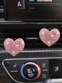 2pcs Rhinestone Decor Heart Design Car Air Outlet Clip - A - View 3
