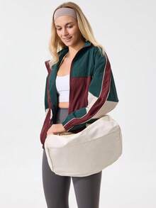 Women's College Style Colorblock Sports Jacket, Fashionable Stand Collar, Suitable For Sports, Fitness, Cycling, Hiking, Commuting, Versatile Styling - Multicolor - View 10