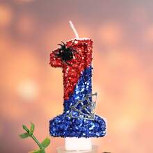 1pc Digital Birthday Candle With Blue & Red Spider Outline, 0-9 Creative New Handmade Candle For 1st Birthday Party Theme Cake Decoration, Atmospheric Birthday Number Candle - View 7