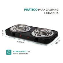 Relnix 2-Burner Cooktop Stove For Camping And Travel, 2000W, 220V - 黑色 - 查看 3