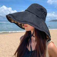 A Women's Reversible Bucket Hat With A Simple And Versatile Design, Colorful Wide Brim, Sun Hat, UV Protection, Sunscreen, Suitable For Outdoor - Multicolor - View 9